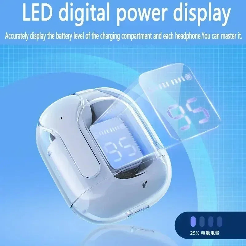 HK3 TWS Bluetooth Wireless Earbuds, HIFI Transparent Earbuds, LED Power Supply Digital Display Stereo,Suitable for Xiaomi Iphone