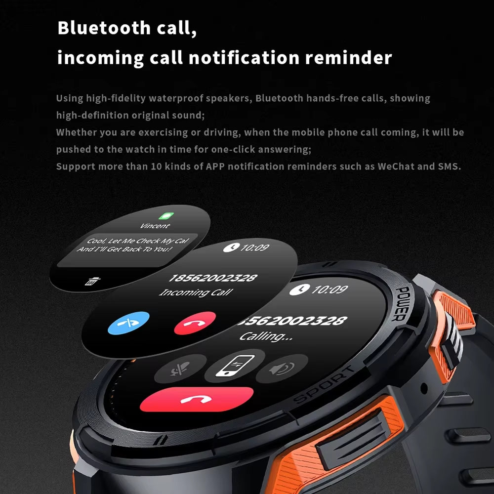 C25 Smart Watches for Men AMOLED Screen 1.43" 1ATM Waterproof Heart Rate Monitor Sports Smartwatch Blue Tooth Call Women Fitness