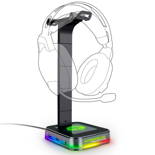 Hypergear RGB Command Station Headset Stand W 6 Color Light Effects (15624-HYP)