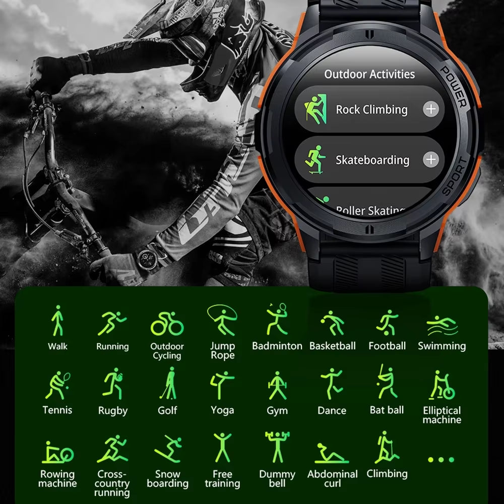C25 Smart Watches for Men AMOLED Screen 1.43" 1ATM Waterproof Heart Rate Monitor Sports Smartwatch Blue Tooth Call Women Fitness