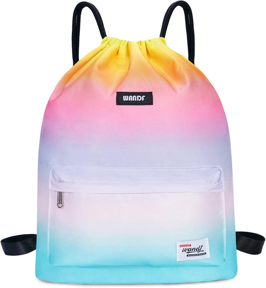 Drawstring Backpack String Bag Sackpack Cinch Water Resistant Nylon for Gym Shopping Sport Yoga